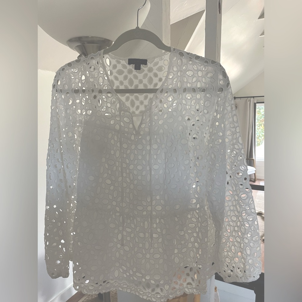 Jcrew eyelet blouse. Built in liner bodice.
